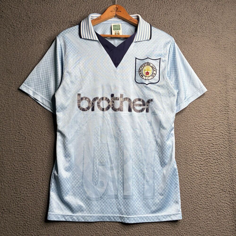 MANCHESTER CITY ENGLAND FOOTBALL SHIRT JERSEY SCORE DRAW OFFICIAL RETRO